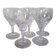 5 small engraved crystal stemmed glasses