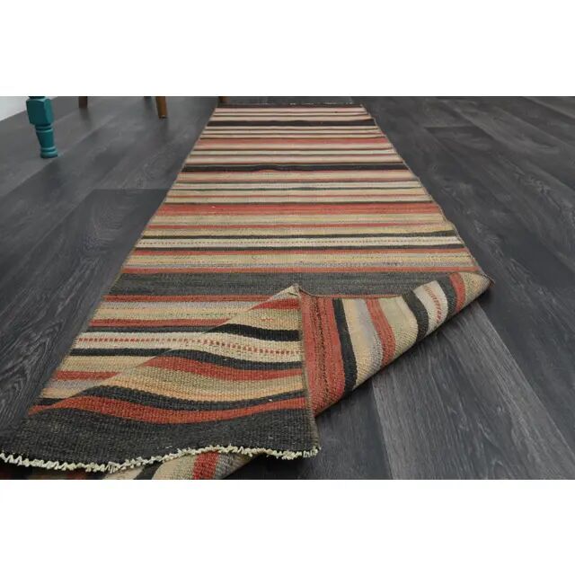 1970s Turkish Oushak Handmade Wool Cotton Beige Runner Rug 64x255