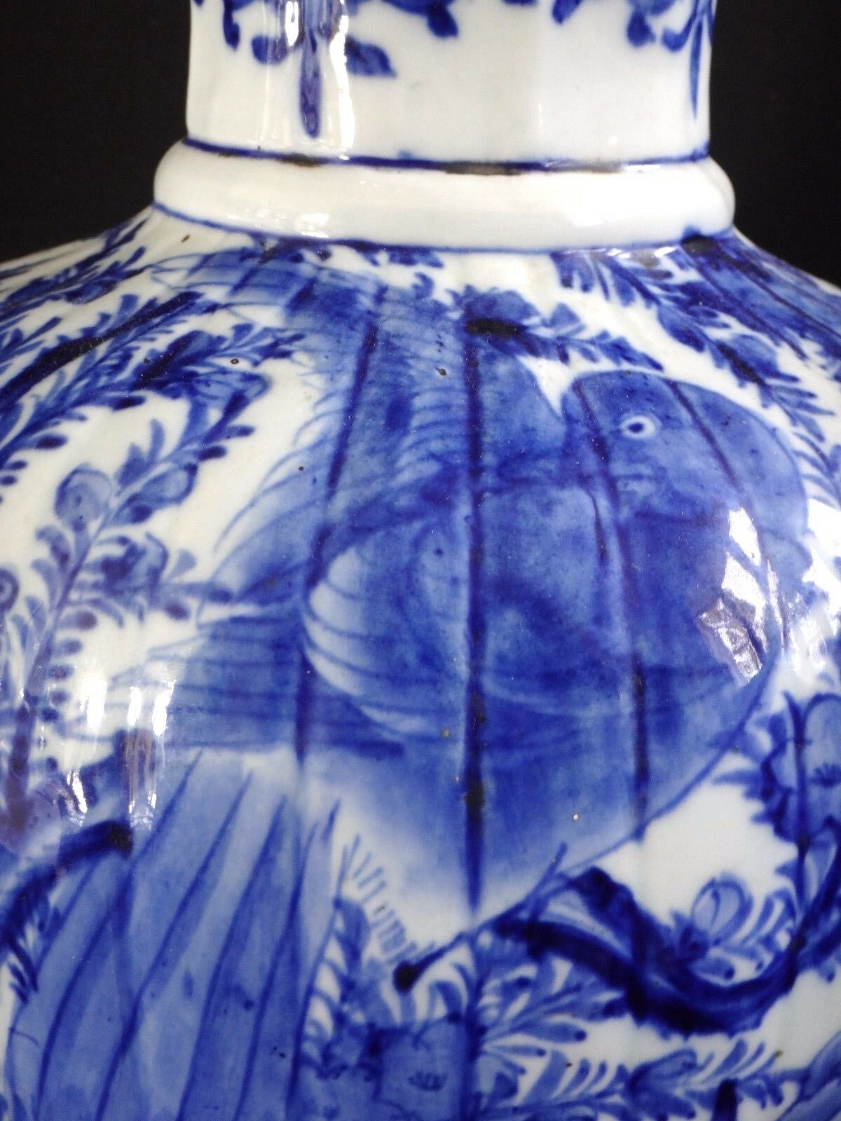 Japanese vase white blue 54cm bird JapanXIX