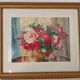 Aquarelle bouquet de roses encadrée XXème