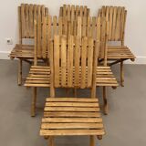 Suite of 6 folding bamboo chairs
