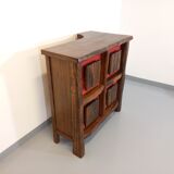 Bright brutalist bar furniture aranjou vintage from the 50s 60s in solid elm