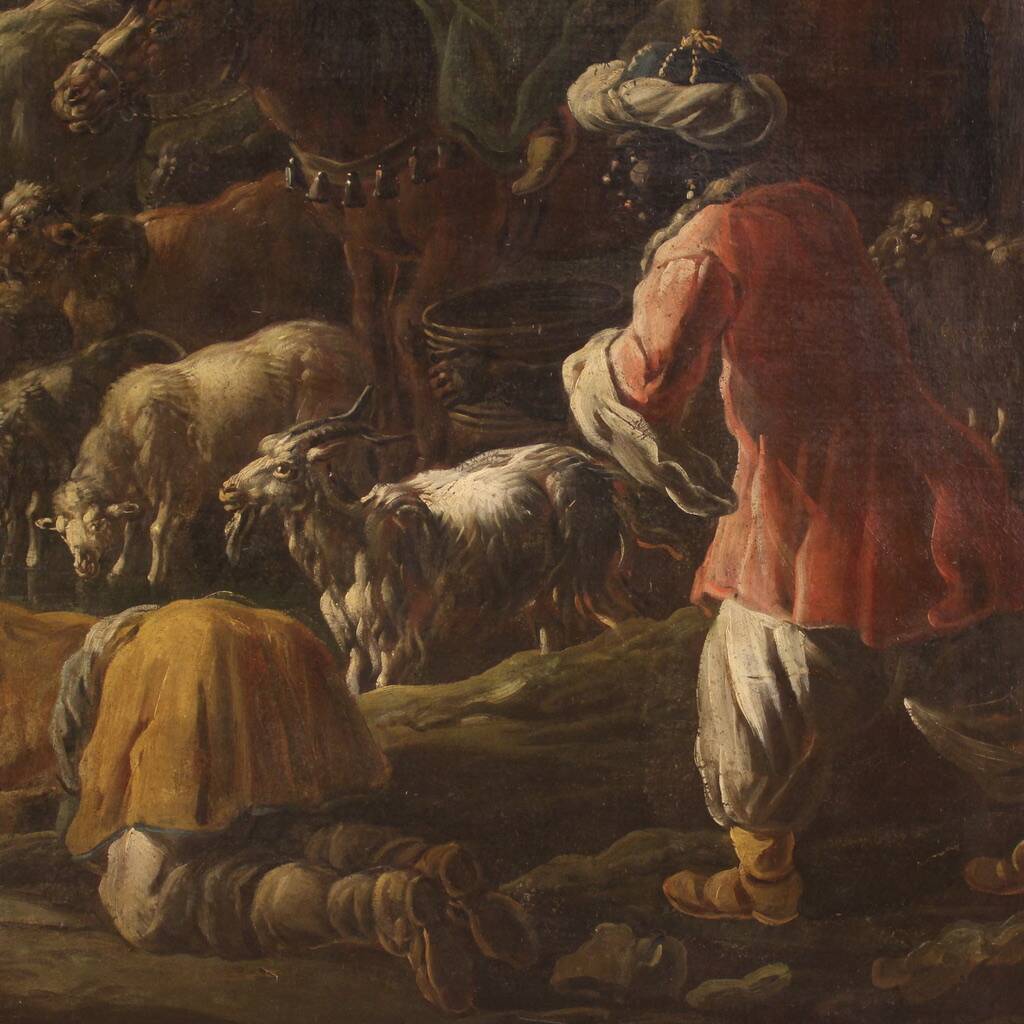 Great painting from the 18th century, Moses Striking the Rock