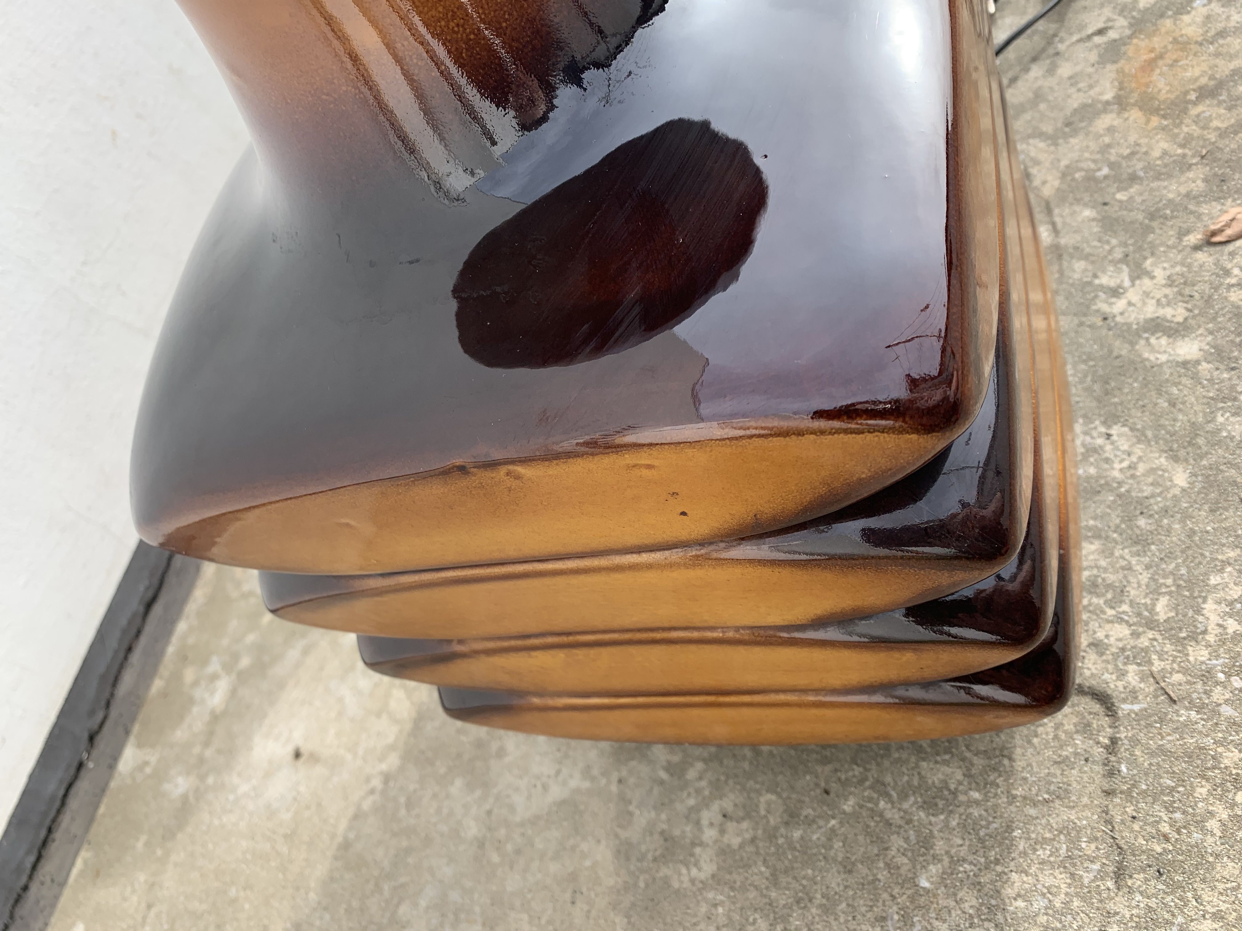 Cari Zalloni yellow brown ceramic lamp foot 1970