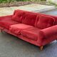 Vintage Scandinavian 3-seater burgundy velvet sofa