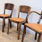 Pair of bridge armchairs and matching chairs – Art Deco style 1950