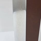 Lampe en métal chromé et simili-cuir marron, 1970