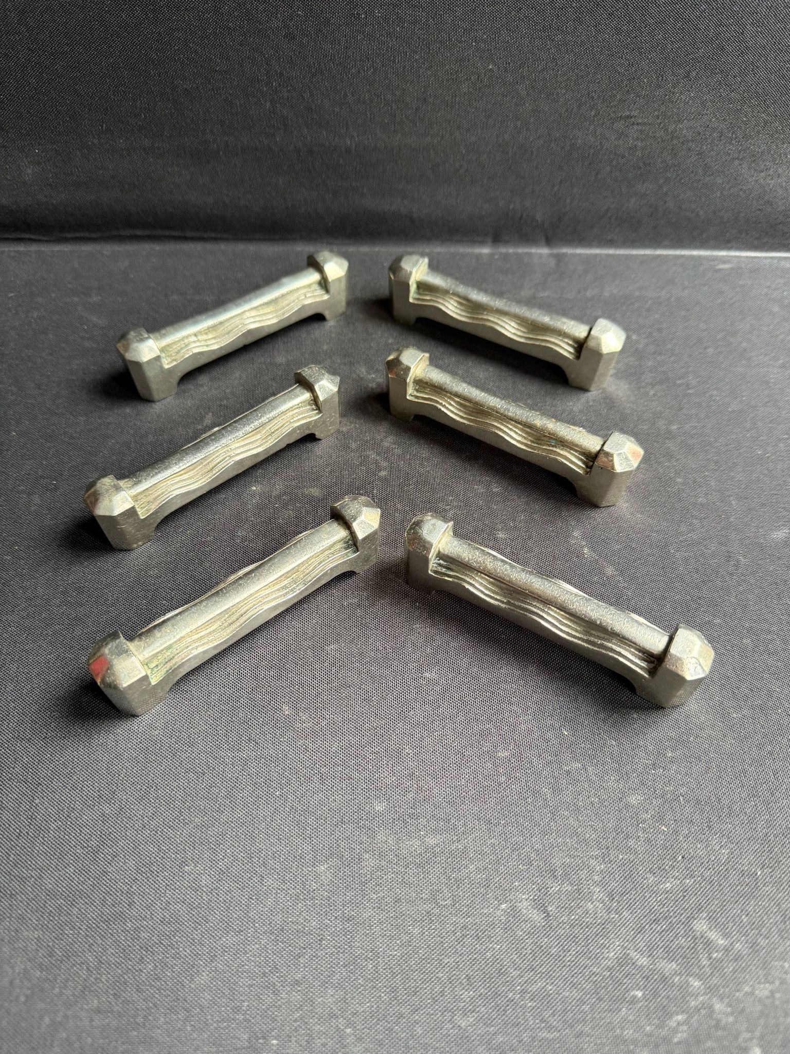 6 Knife rests – Silver-plated bronze – Art deco