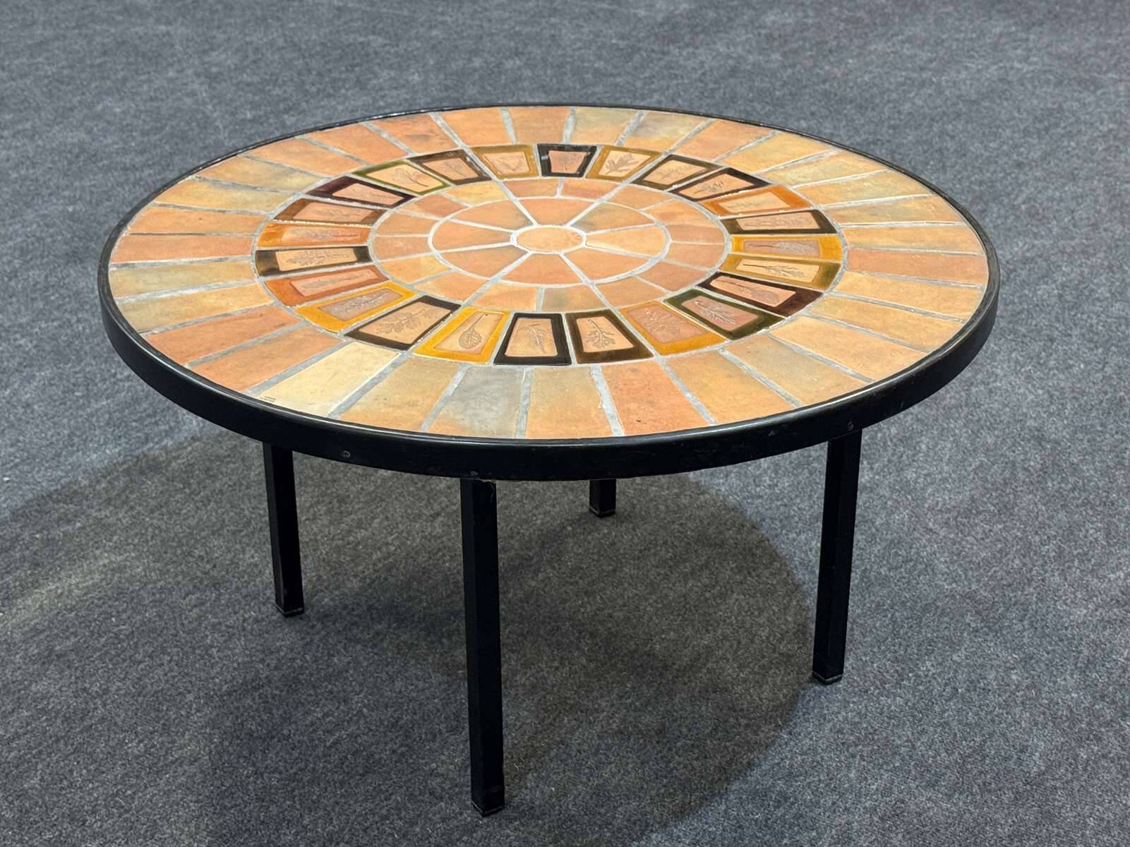 1960s round coffee table Vallauris signed Capron