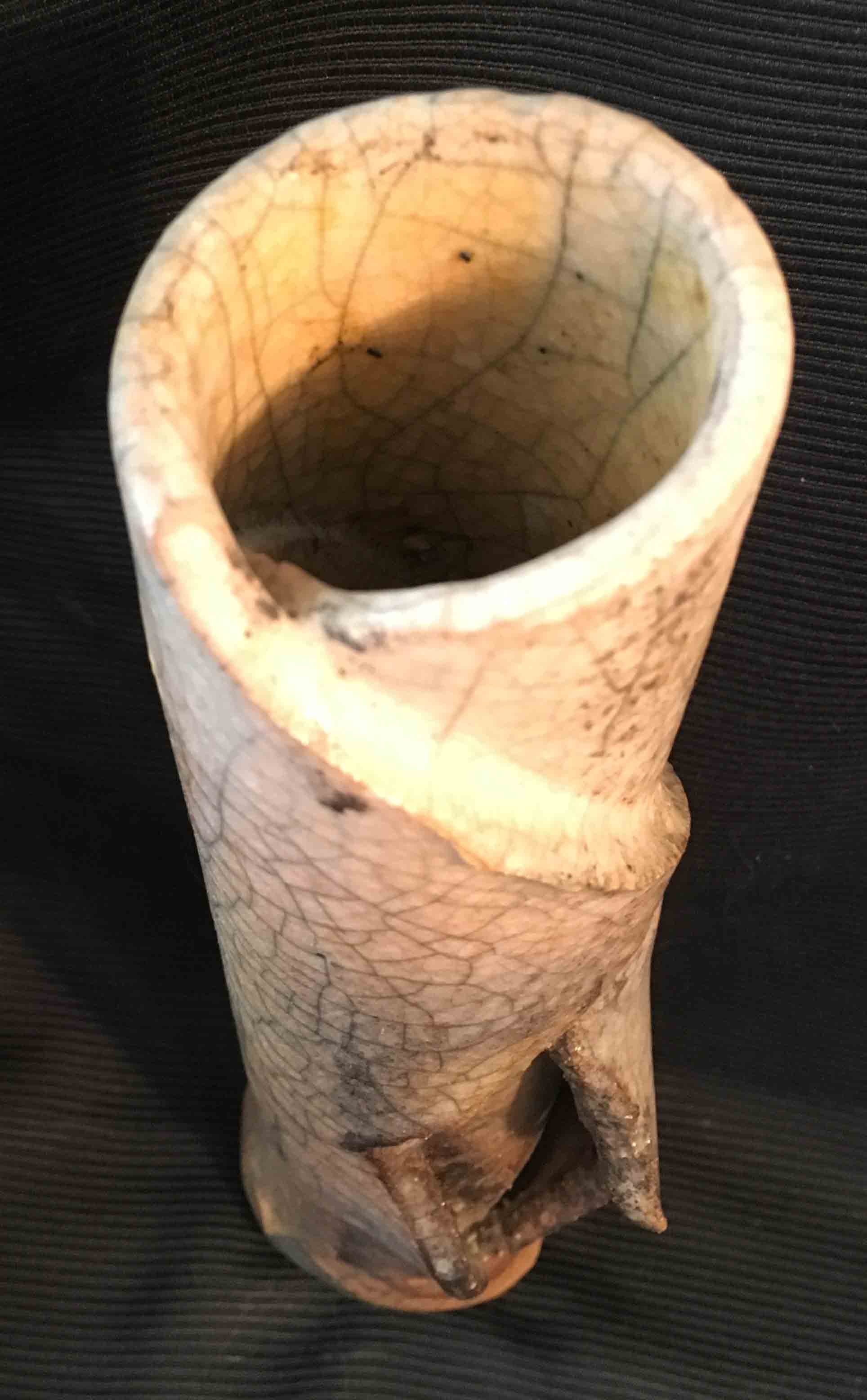 Deux vases céramique émail Raku craquellé