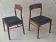 Pair of Henning Kjaernulf teak dining chairs sea blue-green, Denmark 1960s