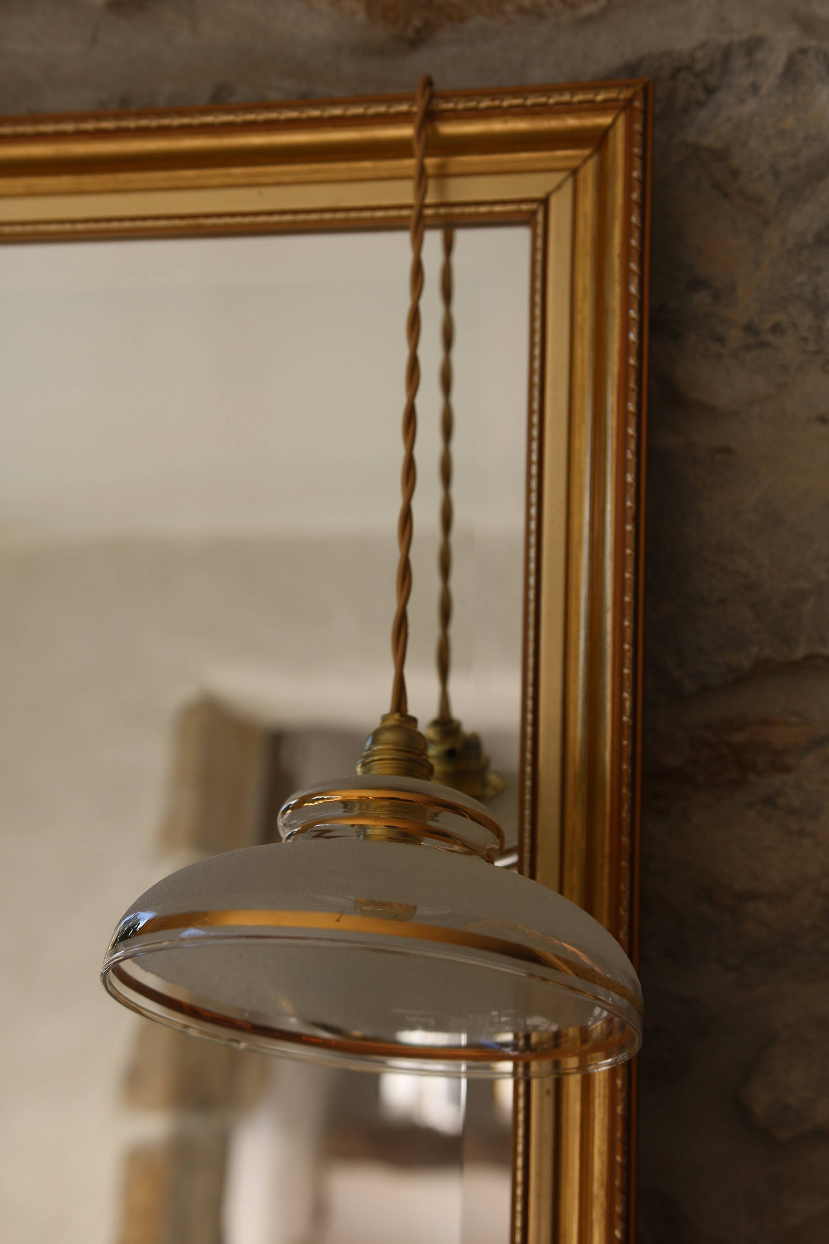 Sandblasted glass portable lamp