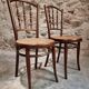 2 chaises bistrot viennoises Kohn antiques en bois courbé et cannage, Autriche vers 1900–1930