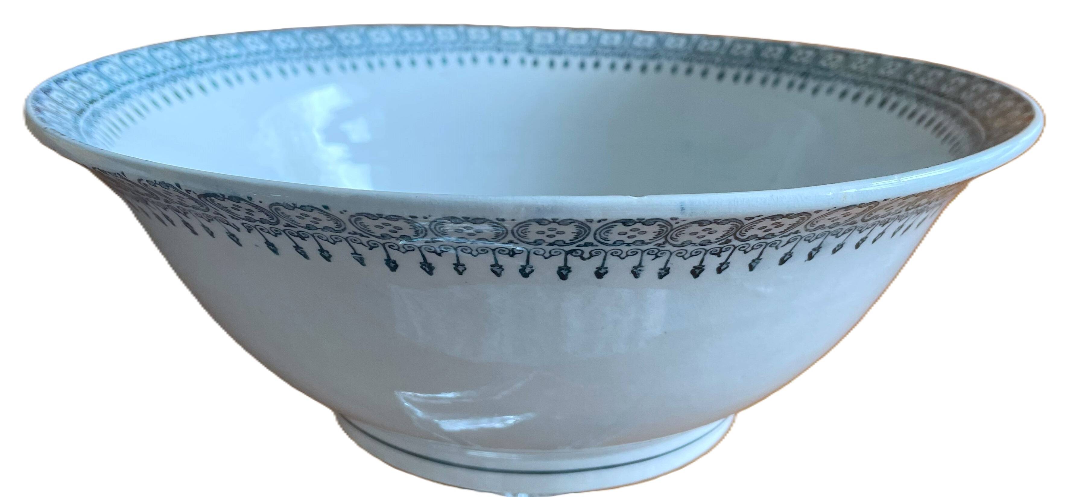 Large antique earthenware salad bowl from Saint-Amand (North)