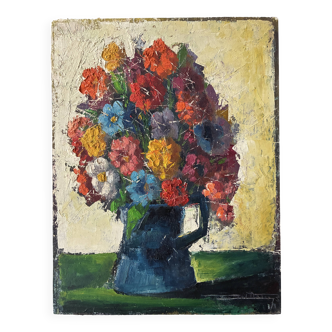 Small acrylic painting with a knife, bouquet of flowers.