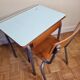 Set chair and school desk in steel, wood and formica, 50s-60s