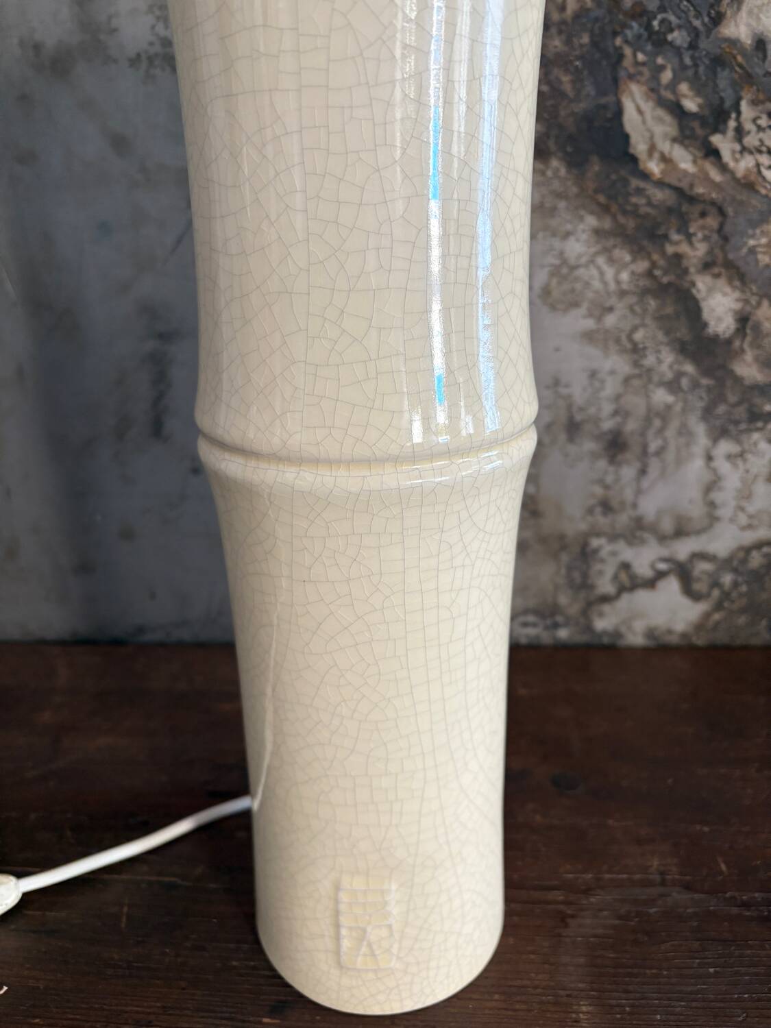 Pied de lampe bambou  céramique craquelé