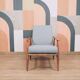 Vintage armchair light gray wool design by H.Lis