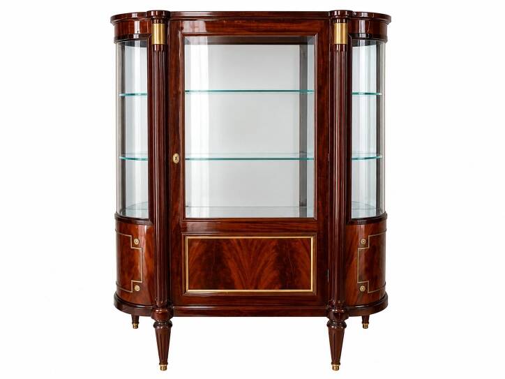 Louis XVI style display cabinet in varnished mahogany wood.