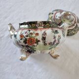 Antique Masons Sauce Boat with Lid English Porcelain Chinoiserie F