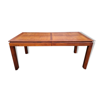 Table colonial spirit, dining, teak and bamboo, 80s