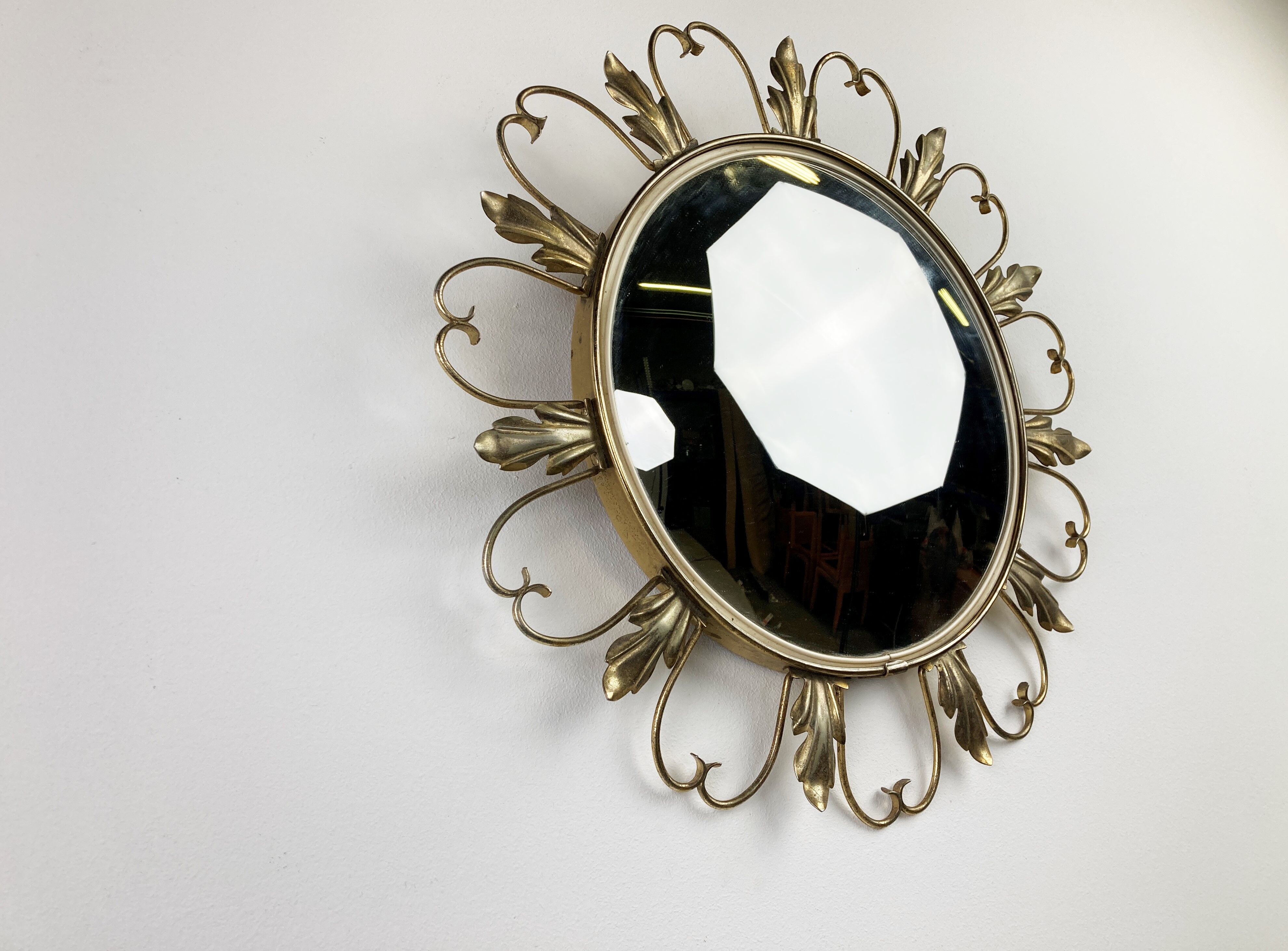 Vintage brass sunburst mirror 46cm