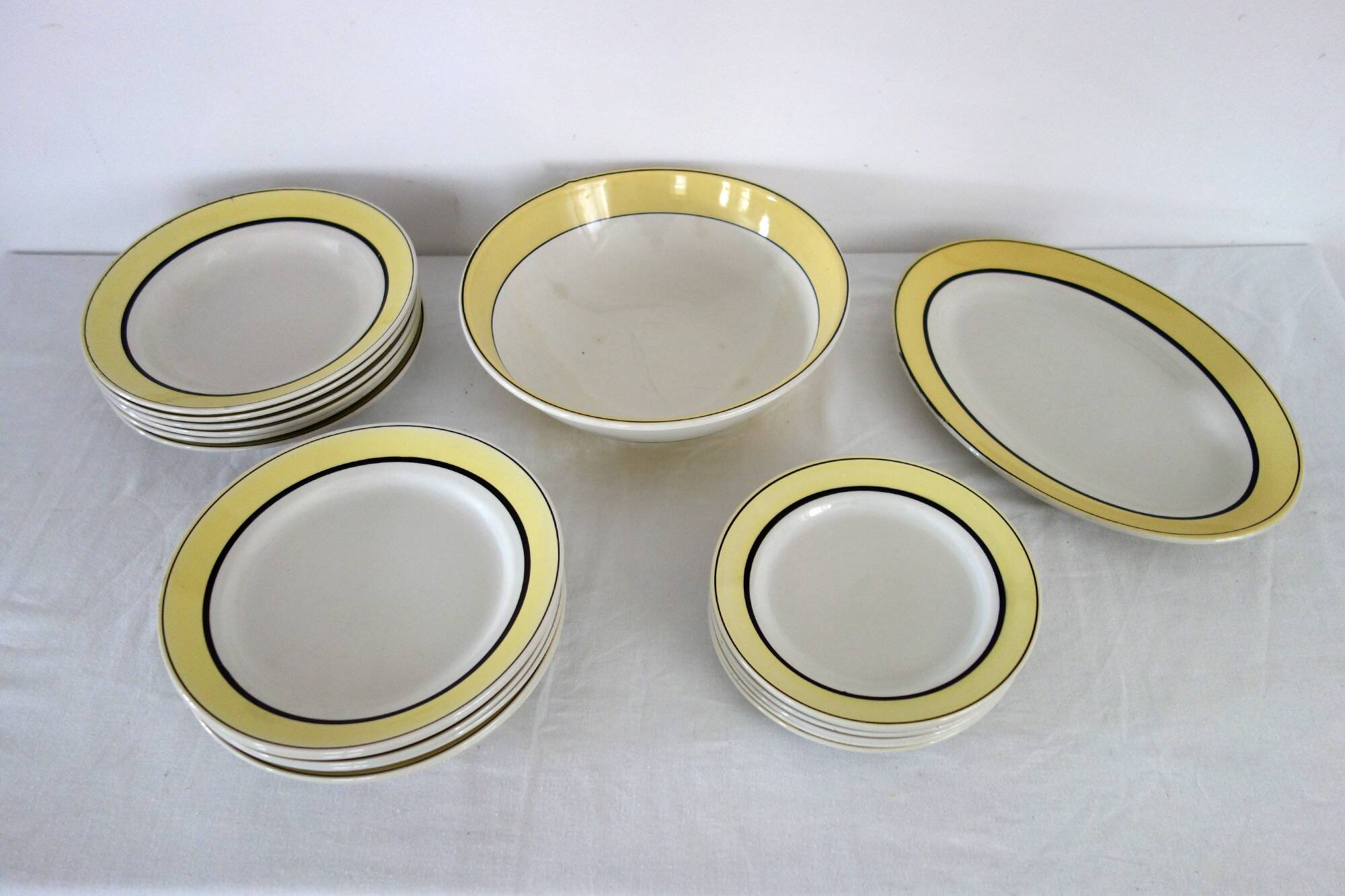 6 vintage Badonviller earthenware soup plates