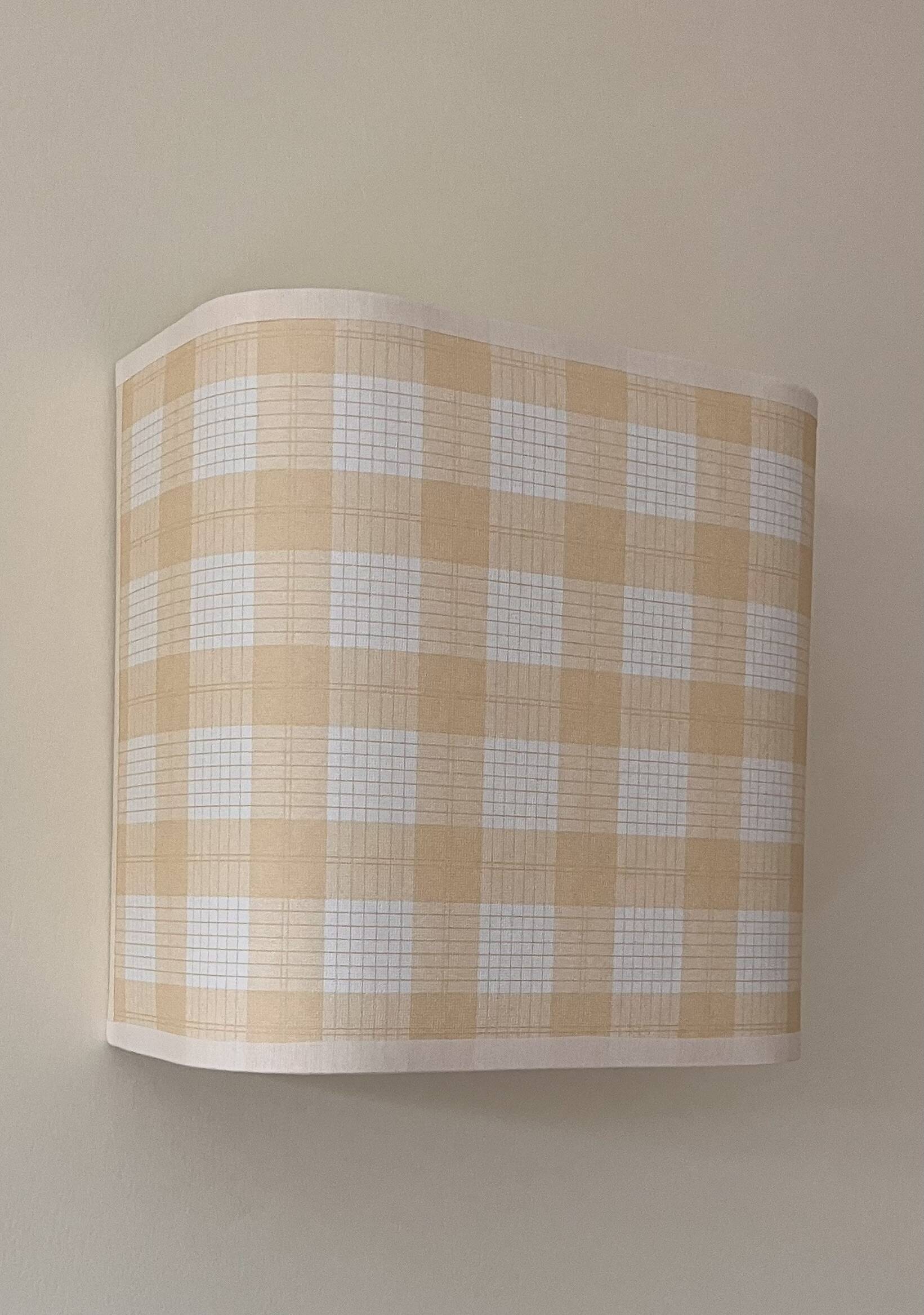 Cream and yellow checked lampshade, 90s cottage style, Habitat.