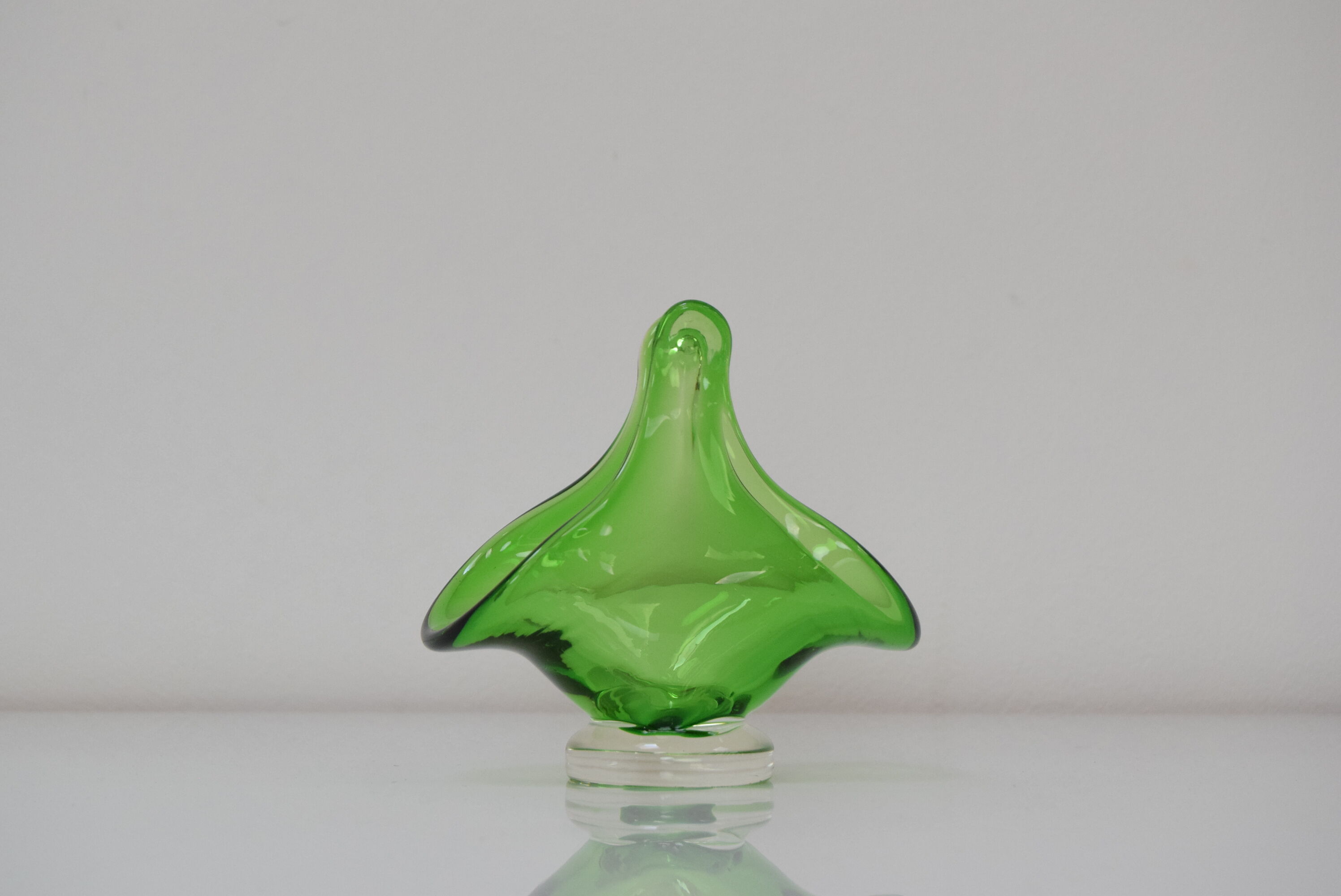 Art Glass Basket by Josef Hospodka for  Chribska Glassworks,1960's.