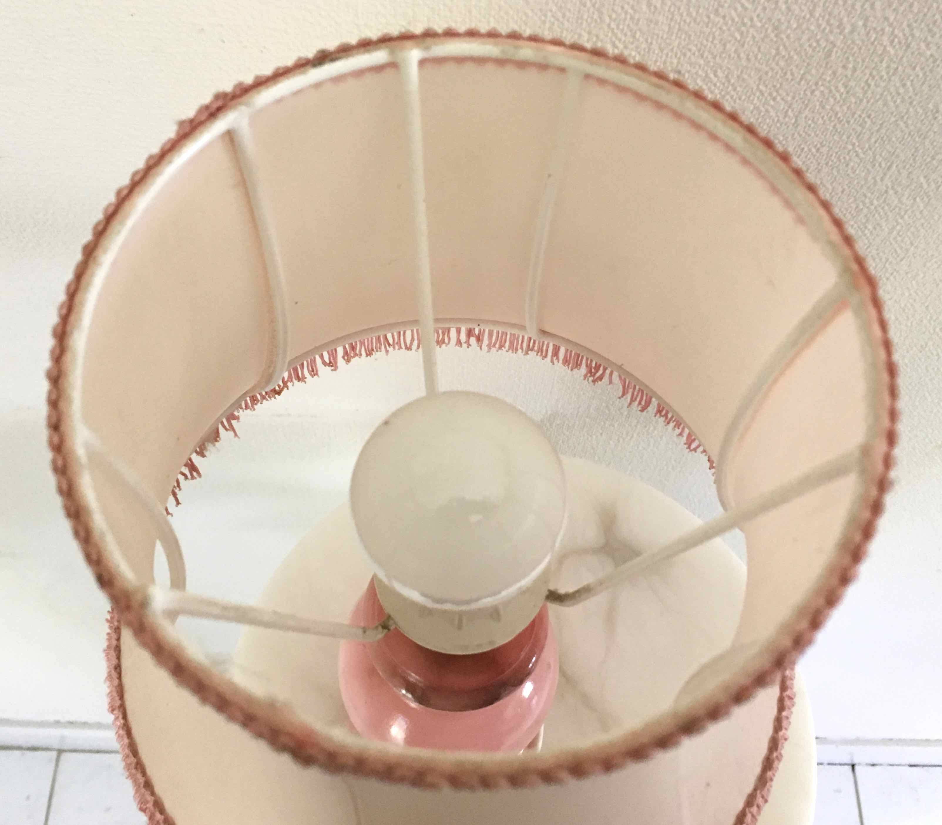 Vintage pink alabaster bedside lamp
