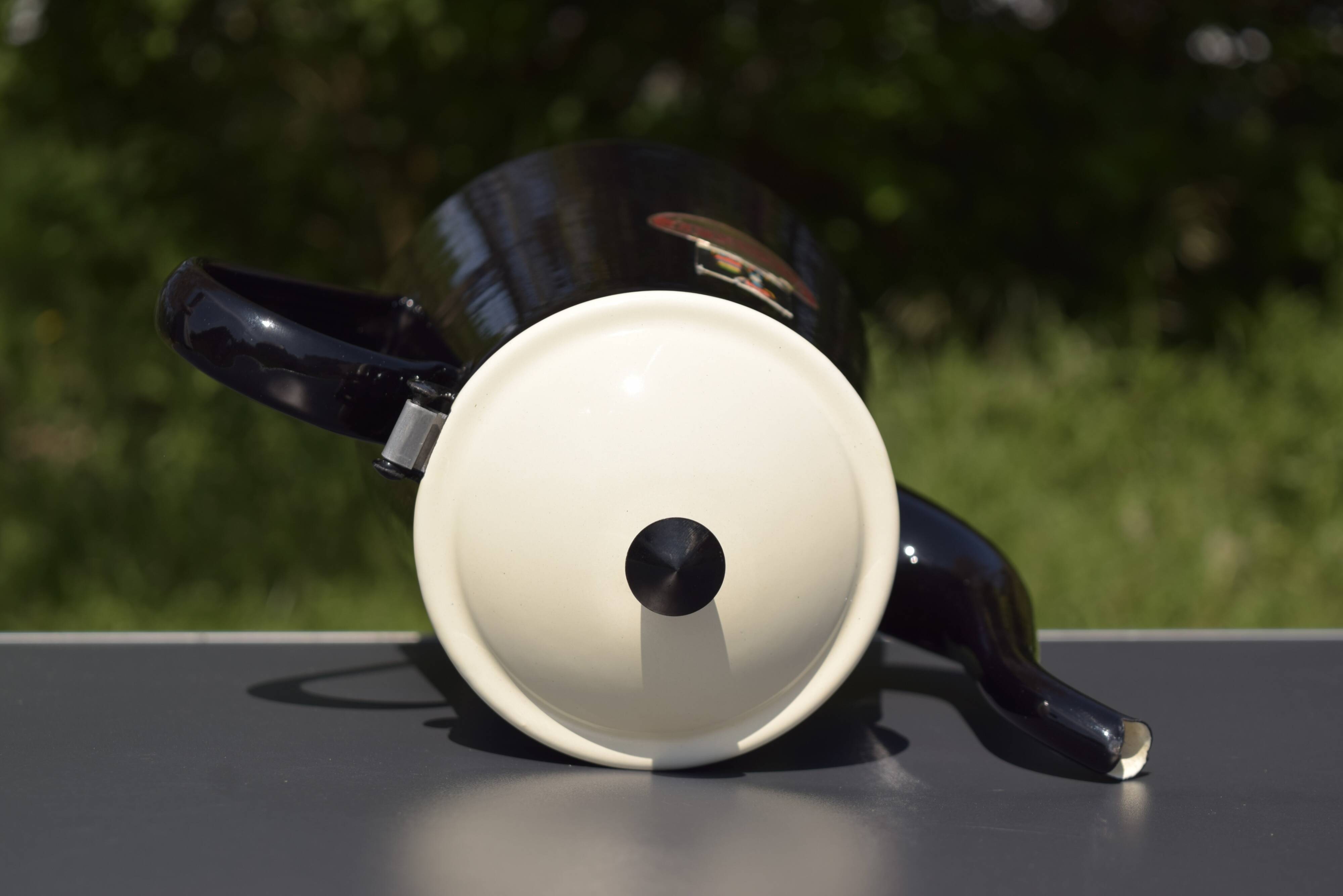 Old Menelit black enameled sheet metal coffee maker -1970