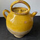 Cruche gargoulette chevrette en terre cuite jaune vernissé XIX eme siècle