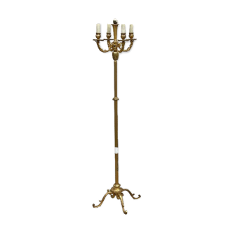 Floor lamp in gilded bronze