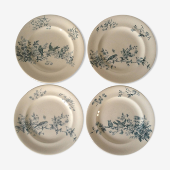 Lot de 4 assiettes Longwy Mignon faïence Française