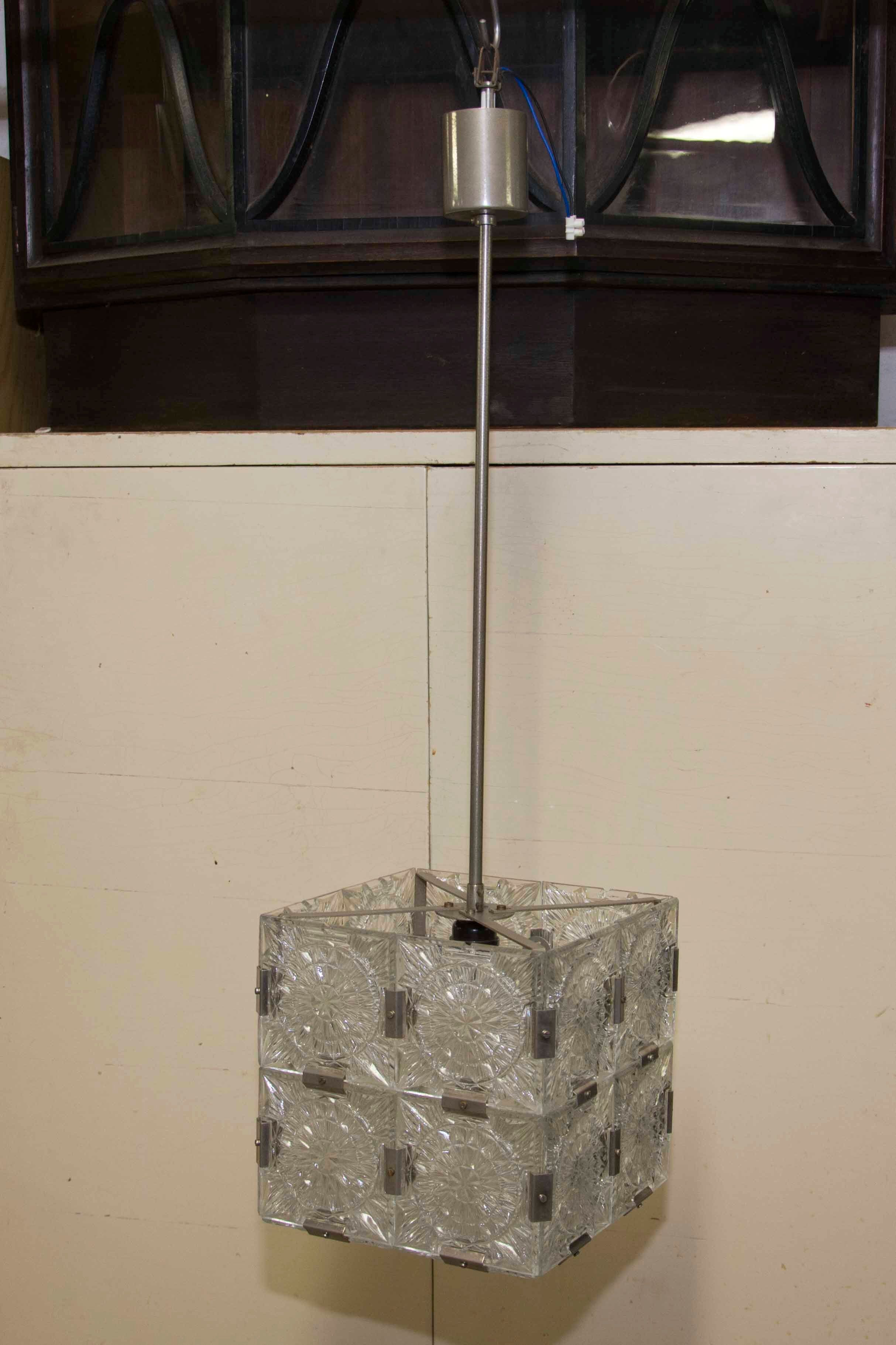 Suspension cube cut glass of kamenický senov, 1970