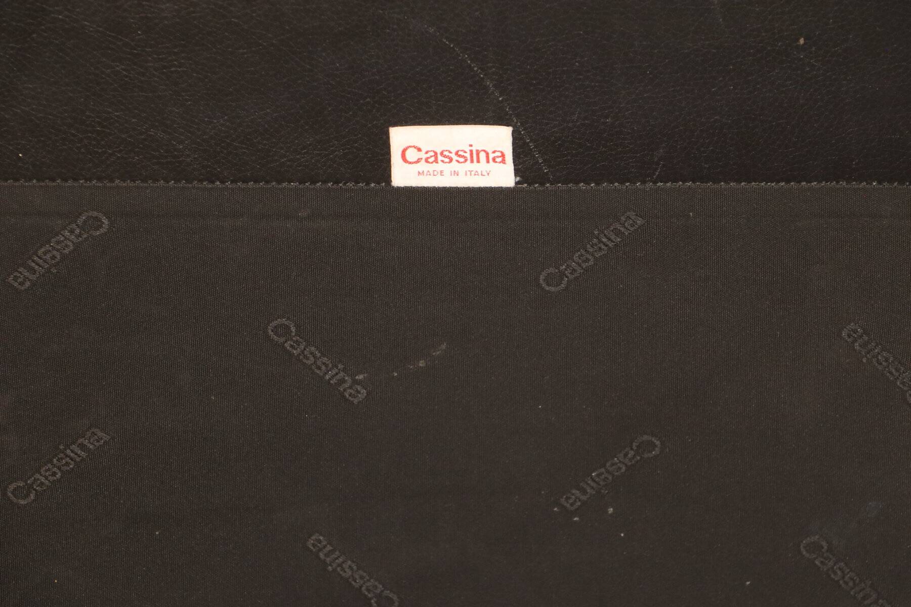 Maralunga 3-seater sofa in black leather by Vico Magistretti for Cassina