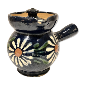 Soufflenheim glazed earth milk pot Alsace