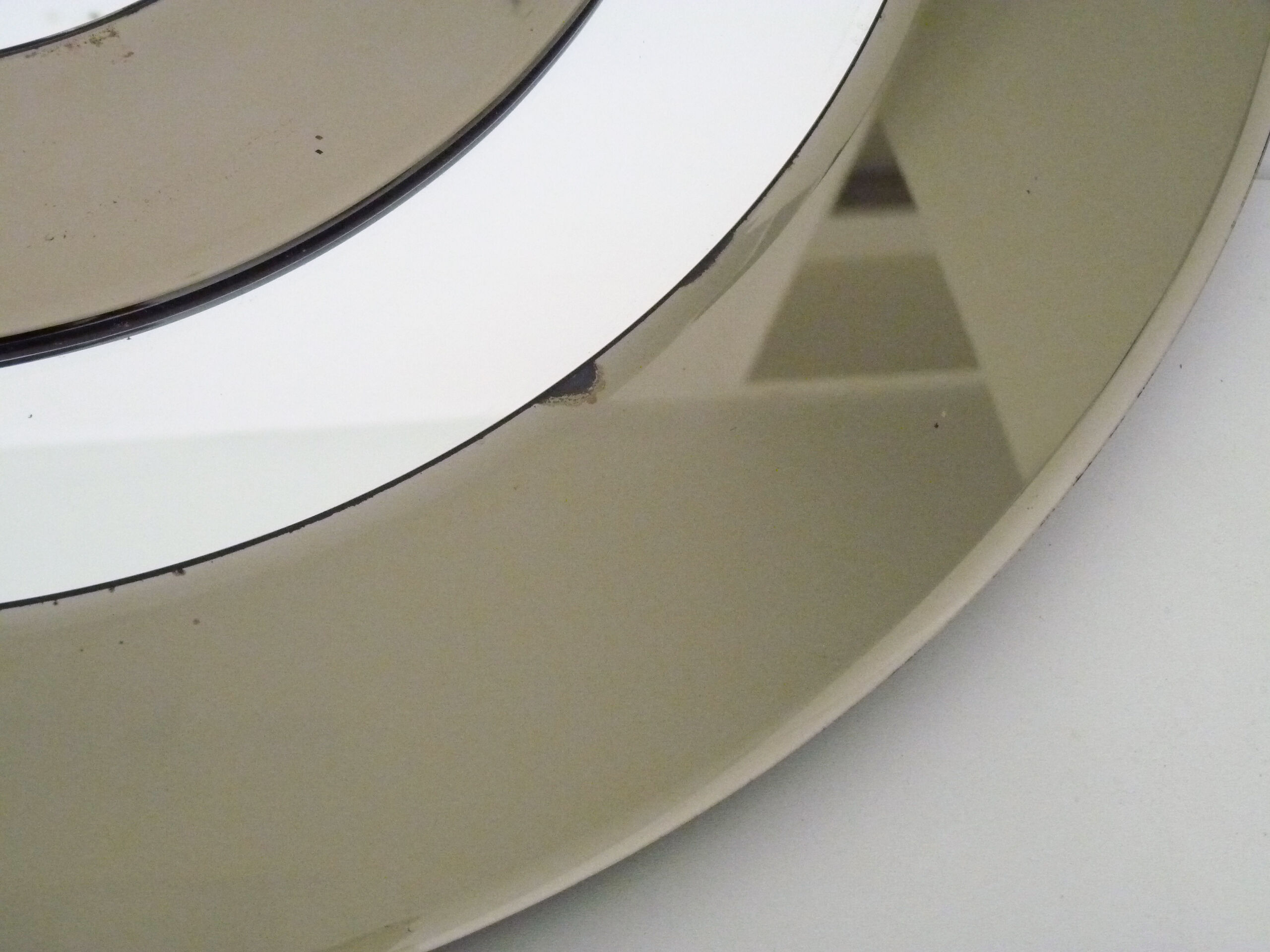 Beveled mirror round smoked glass with 2 shades, Italy