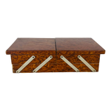 Walnut magnifying glass jewel box and mirrors