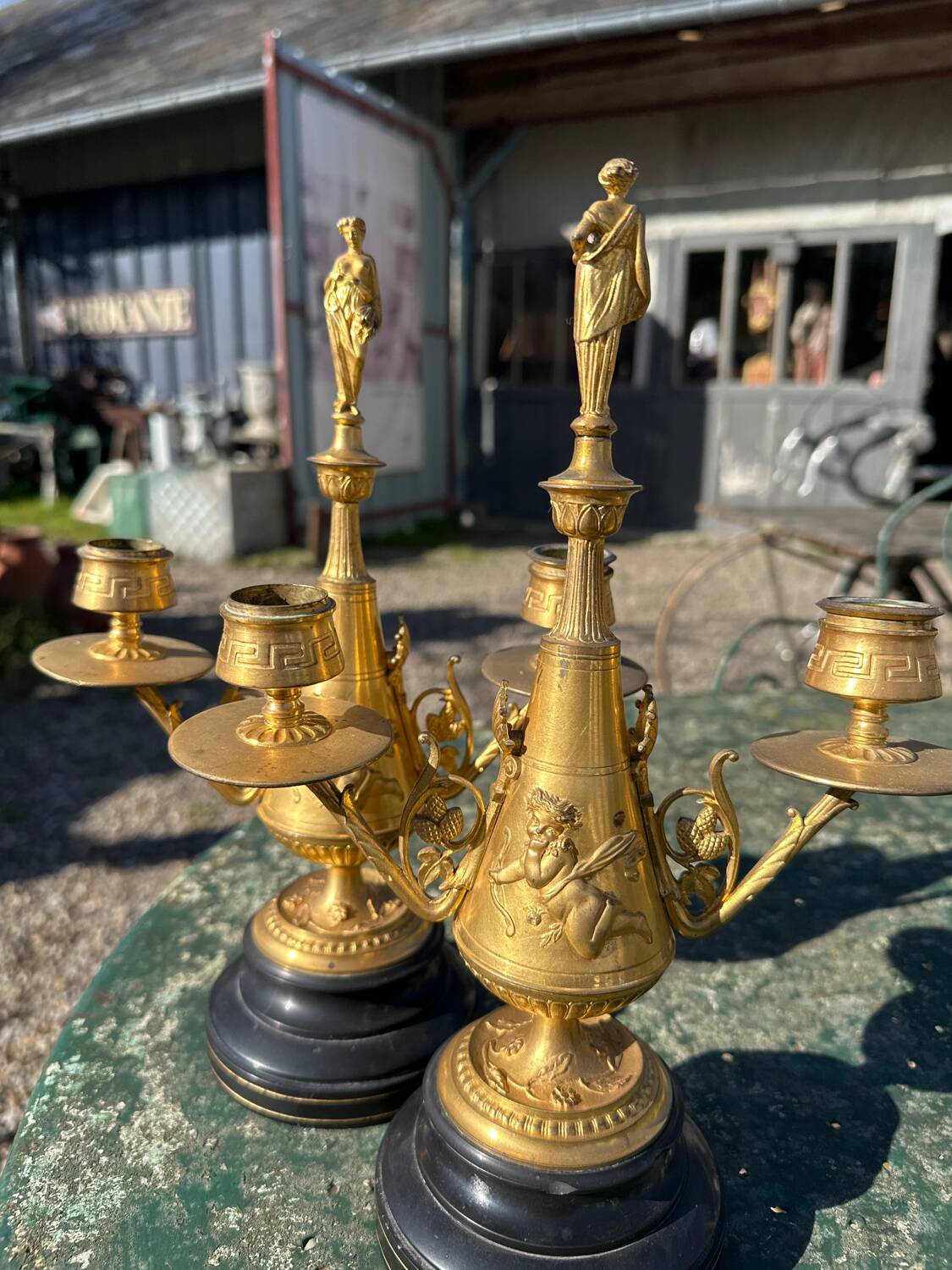 Pair of gilded bronze candlesticks