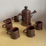 Set of 6 cups and their brutalist style teapot