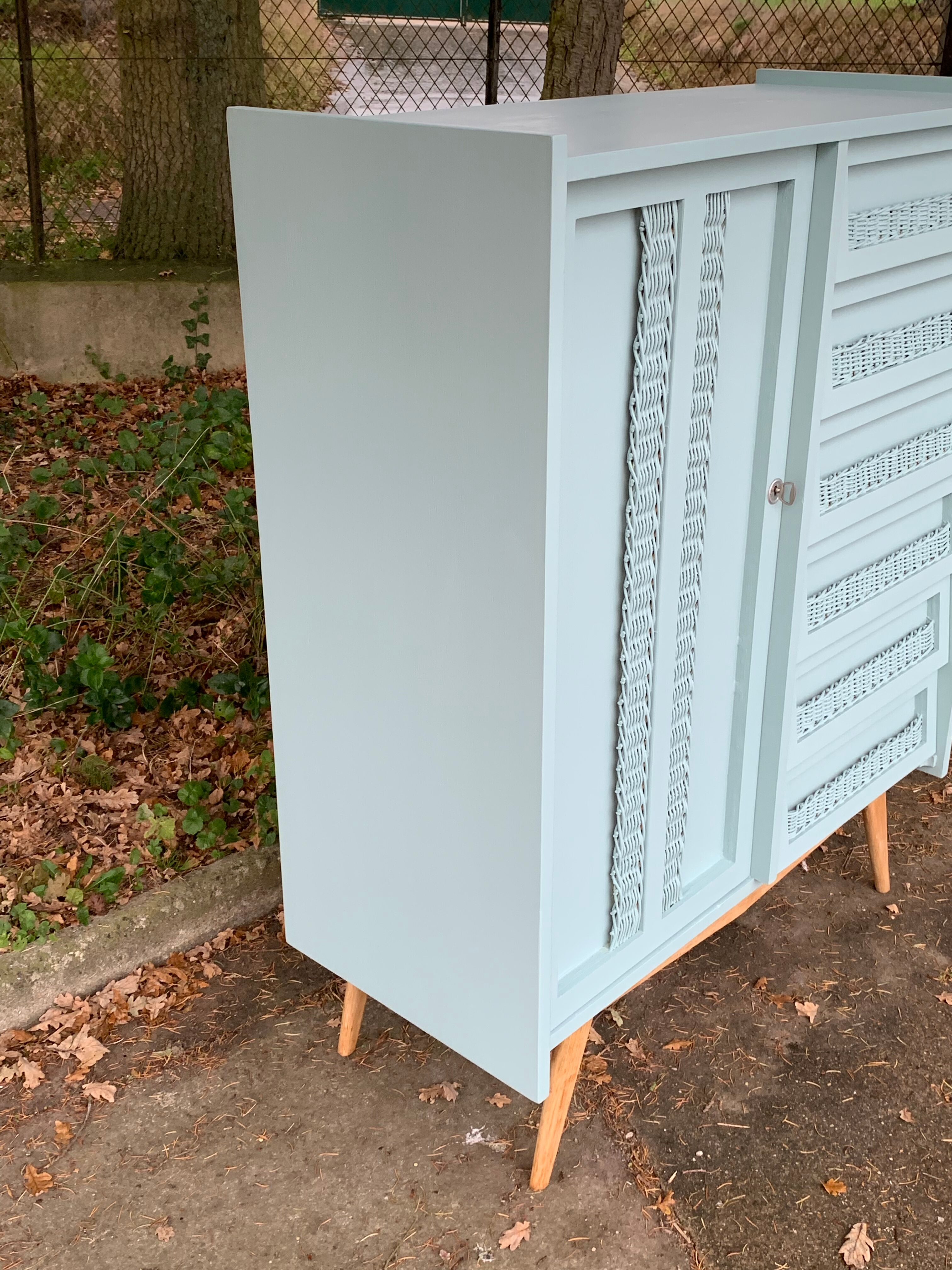 Wardrobe chest of drawers vintage compass feet 1950