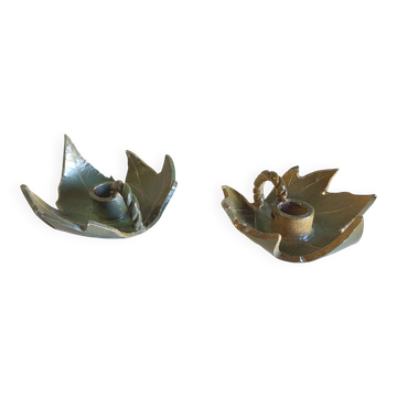 Bougeoirs "rat de cave" en céramique émaillée