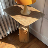 Bedside table in natural jute fiber and tropical wood