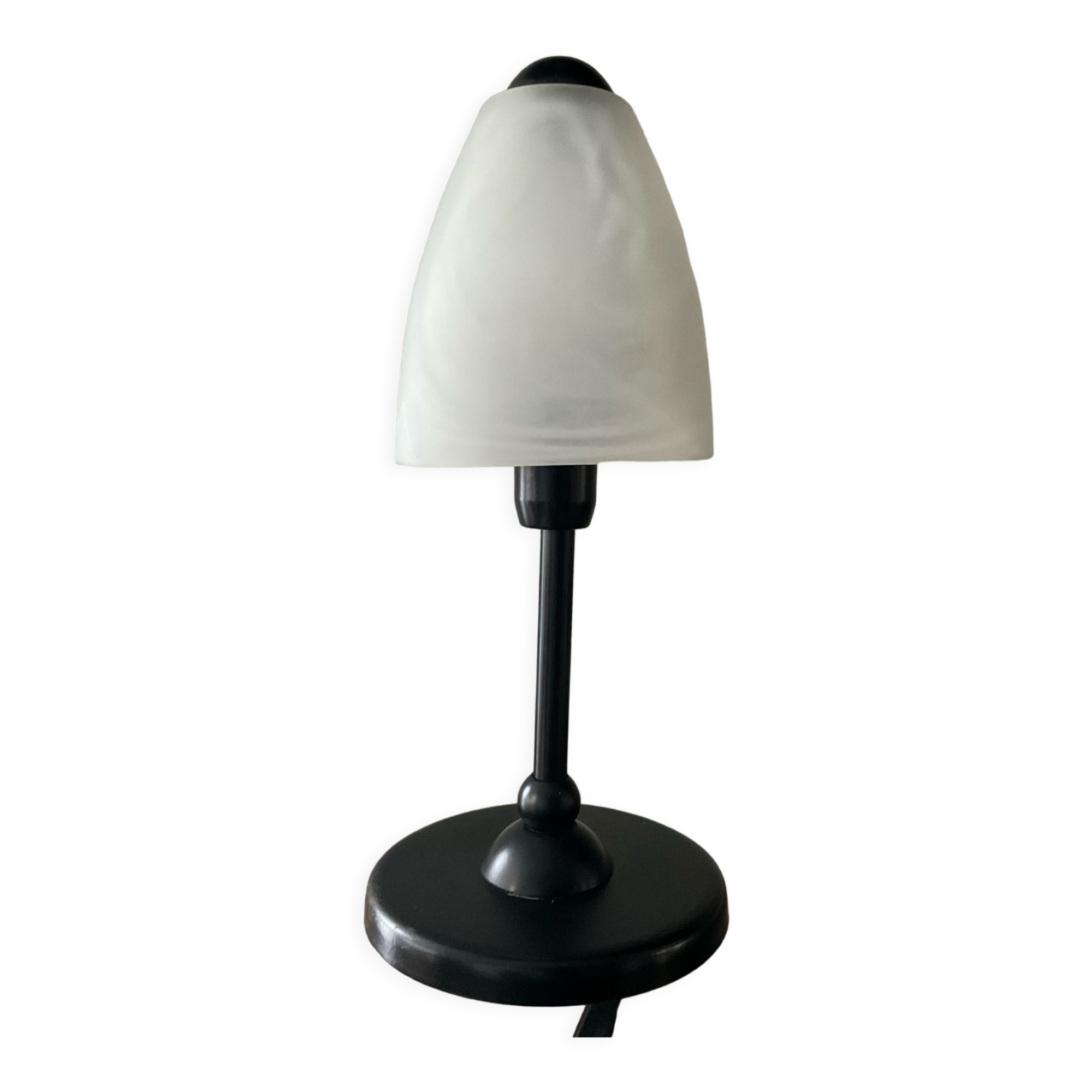 Vintage lamp from the 80s in black metal and glass paste