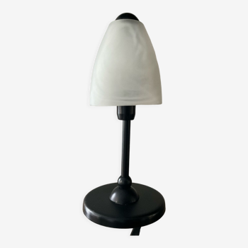 Lampe vintage des années 80 en métal noir et pâte de verre