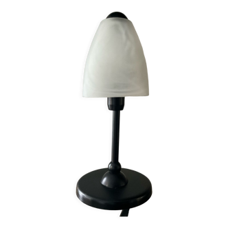 Lampe vintage des années 80 en métal noir et pâte de verre