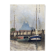 Painting of the port of Bordeaux signed Louis Billiard 1938