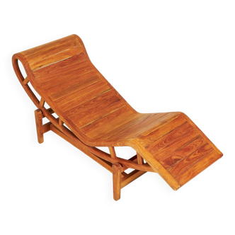 Teak chaise longue - in the spirit of Le Corbusier's LC4 chair