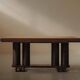 Solid oak table with marquetry, France, circa 1940.